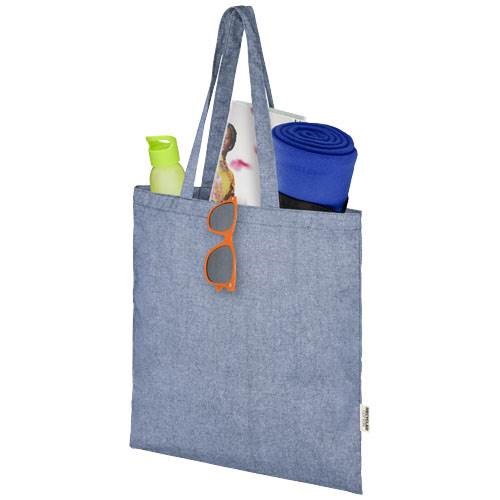 Obrázky: Nákupná taška modrá, 150g recyklov. bavlna a PES, Obrázok 3