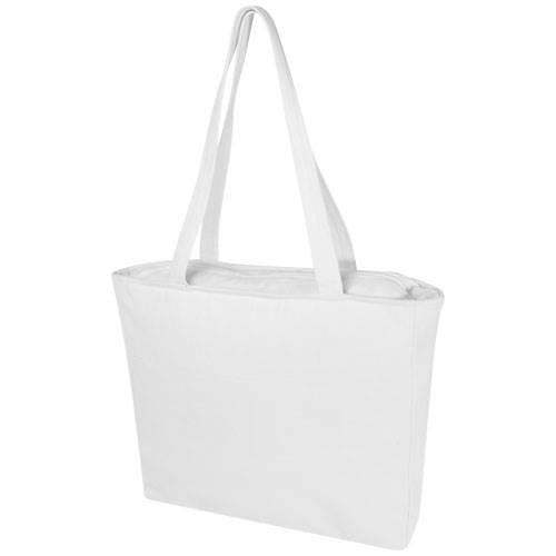 Obrázky: Biela recyklov.nákupná taška so zipsom, 500g