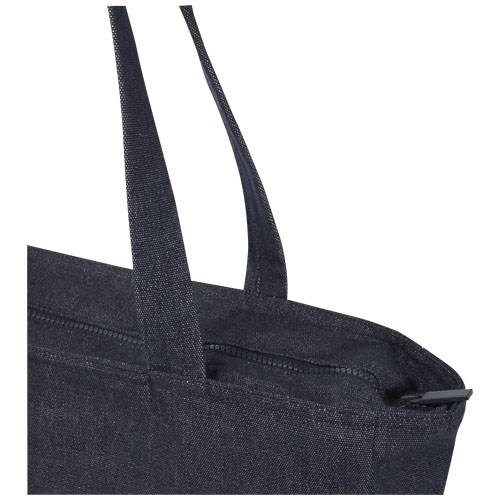 Obrázky: Džínsová modrá recyk.nákupná taška so zipsom,500g, Obrázok 3
