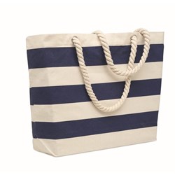 Obrázky: Pruhovaná modrá bavlnená plážová/nákupná taška