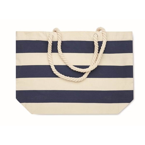 Obrázky: Pruhovaná modrá bavlnená plážová/nákupná taška, Obrázok 2