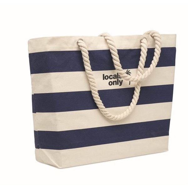 Obrázky: Pruhovaná modrá bavlnená plážová/nákupná taška, Obrázok 5