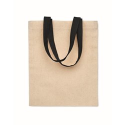 Obrázky: Prírodná malá bavlnená taška 140g, čierne rukväte