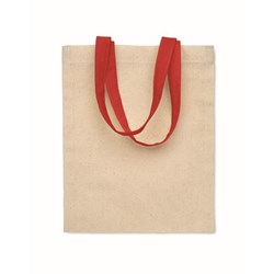 Obrázky: Prírodná malá bavlnená taška 140g, červená rukväte