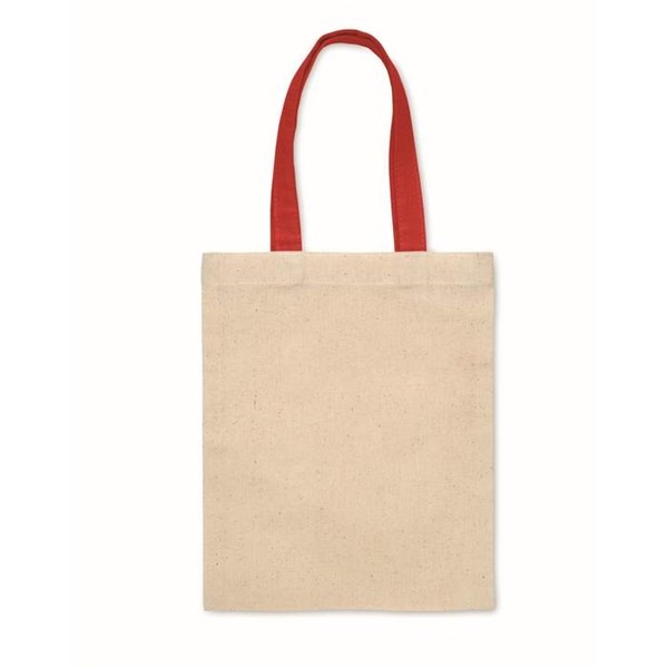 Obrázky: Prírodná malá bavlnená taška 140g, červená rukväte, Obrázok 2
