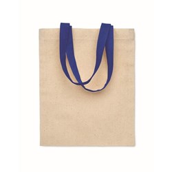 Obrázky: Prírodná malá bavlnená taška 140g, modré rukväte