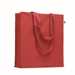 Obrázky: Červená nákupná taška 220g, bio BA, dl. rukväte