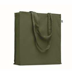 Obrázky: Tm. zelená nákupná taška 220g, bio BA, dl. rukväte