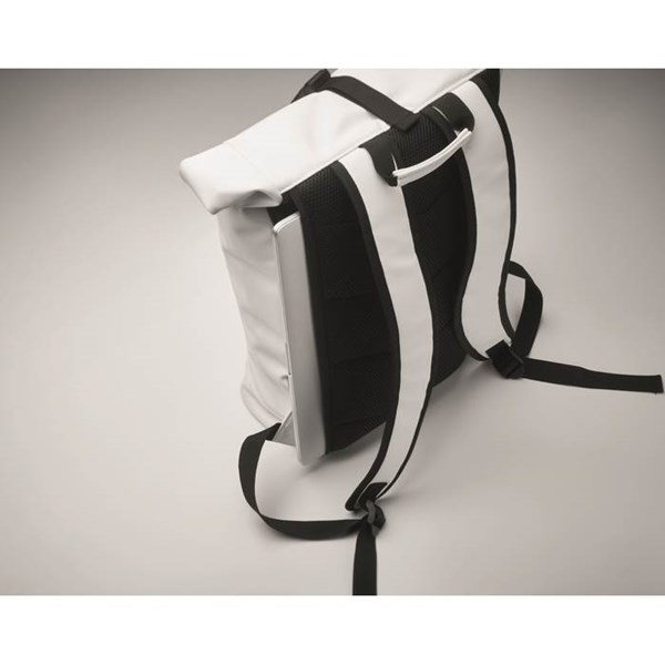 Obrázky: Biely rolovací ruksak na notebook,polstrov.chrbát, Obrázok 4