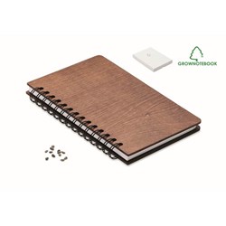 Obrázky: Zápisník A5 GROWBOOK™ so semenami brezy, hnedá