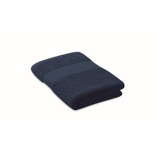 Obrázky: Tm. modrý uterák z bio bavlny 50x30 cm 360g/m2