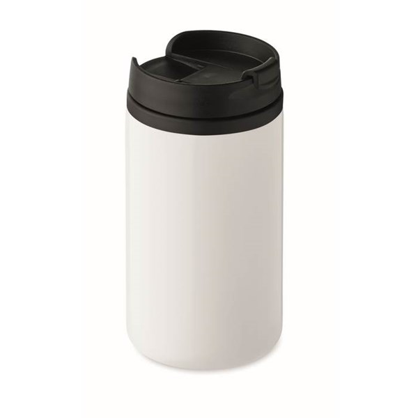 Obrázky: Biely dvojstenný nerez. hrnček, objem 250 ml