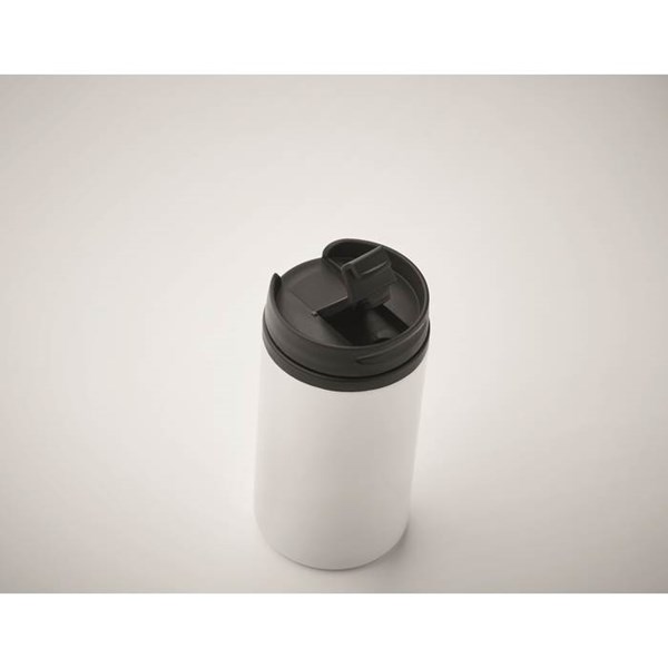 Obrázky: Biely dvojstenný nerez. hrnček, objem 250 ml, Obrázok 2