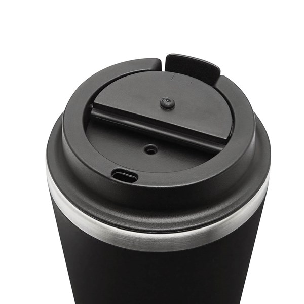 Obrázky: Dvojstenný  termohrnček 350ml nerez/plast čierny, Obrázok 5