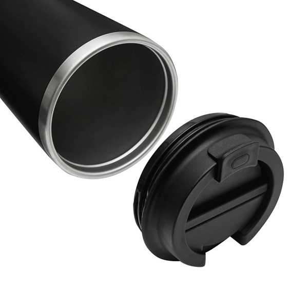 Obrázky: Dvojstenný  termohrnček 350ml nerez/plast čierny, Obrázok 6
