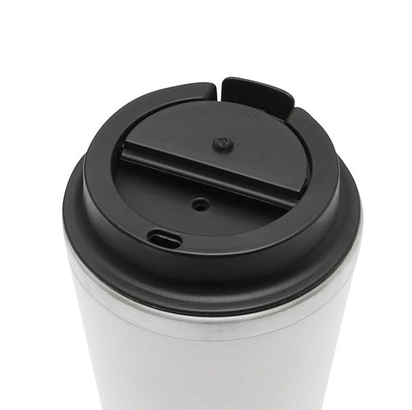 Obrázky: Dvojstenný  termohrnček 350ml nerez/plast biely, Obrázok 5