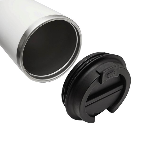 Obrázky: Dvojstenný  termohrnček 350ml nerez/plast biely, Obrázok 6