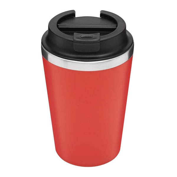 Obrázky: Dvojstenný  termohrnček 350ml nerez/plast červený