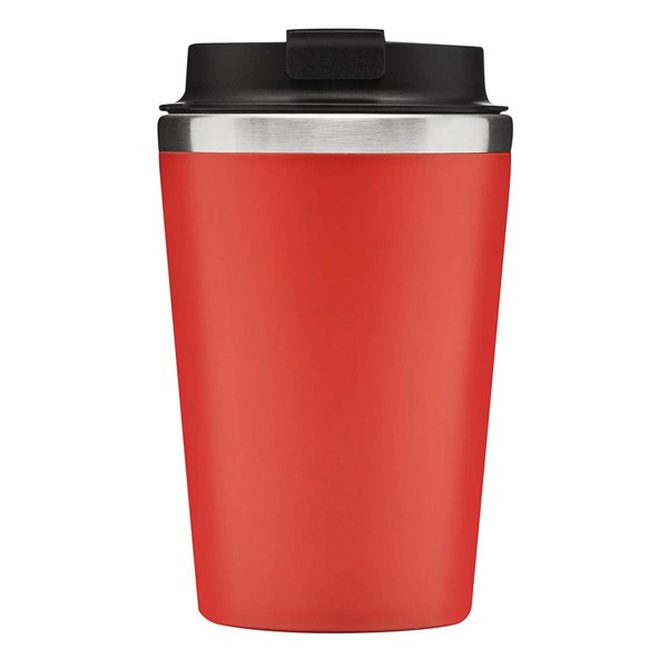 Obrázky: Dvojstenný  termohrnček 350ml nerez/plast červený, Obrázok 2