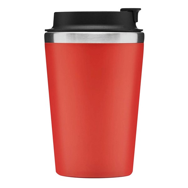 Obrázky: Dvojstenný  termohrnček 350ml nerez/plast červený, Obrázok 3