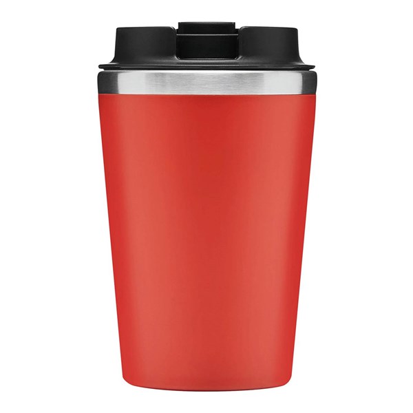 Obrázky: Dvojstenný  termohrnček 350ml nerez/plast červený, Obrázok 4