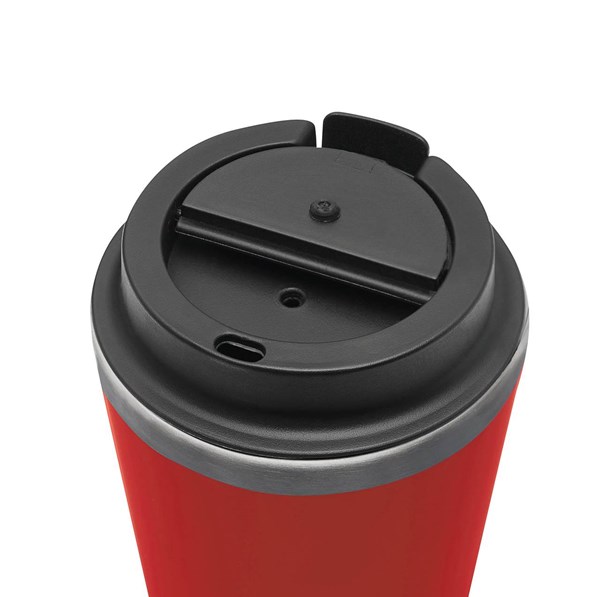 Obrázky: Dvojstenný  termohrnček 350ml nerez/plast červený, Obrázok 5