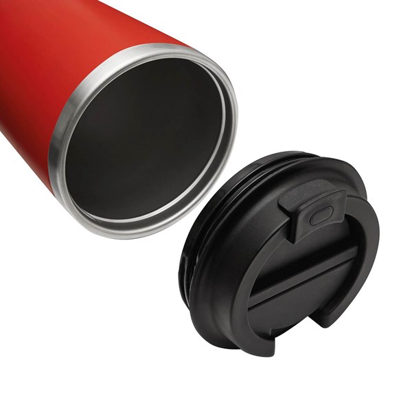 Obrázky: Dvojstenný  termohrnček 350ml nerez/plast červený, Obrázok 6