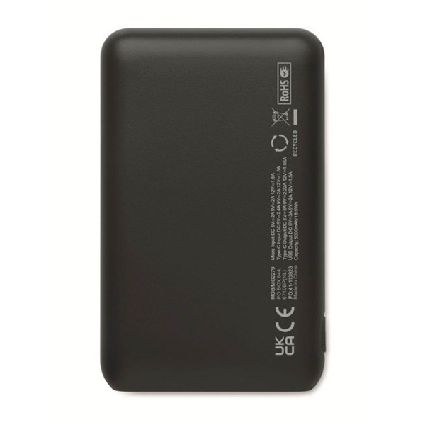Obrázky: Powerbanka 5000 mAh z recykl. ABS, čierna, Obrázok 4