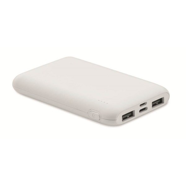 Obrázky: Powerbanka 5000 mAh z recykl. ABS, biela