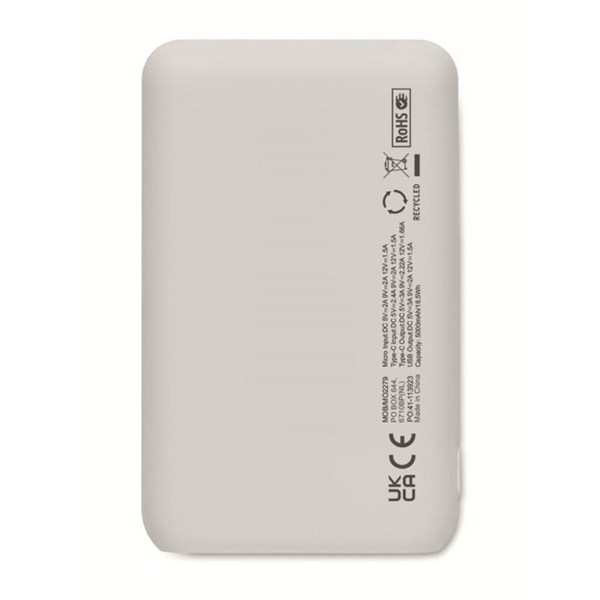 Obrázky: Powerbanka 5000 mAh z recykl. ABS, biela, Obrázok 4