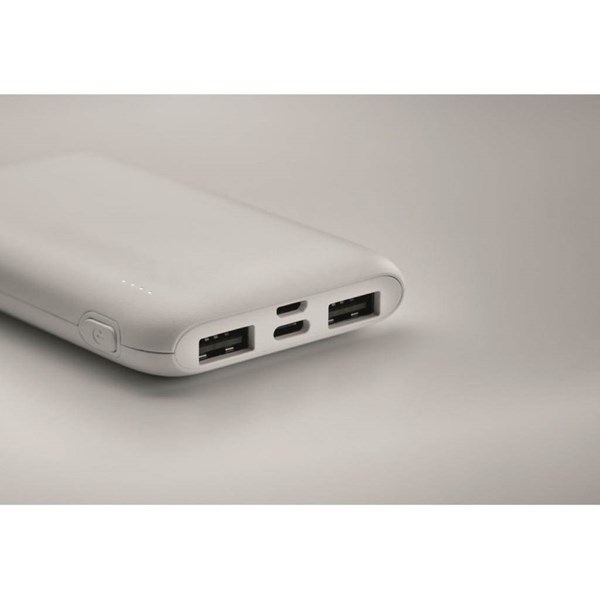 Obrázky: Powerbanka 5000 mAh z recykl. ABS, biela, Obrázok 5