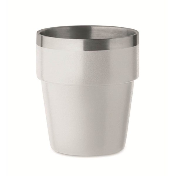Obrázky: Biely termohrnček z rec. nerezu 250 ml, bez veka