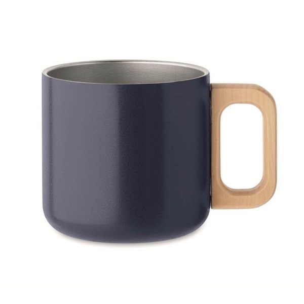 Obrázky: Nám. modrý dvojstenný hrnček 350 ml, drev. Ucho