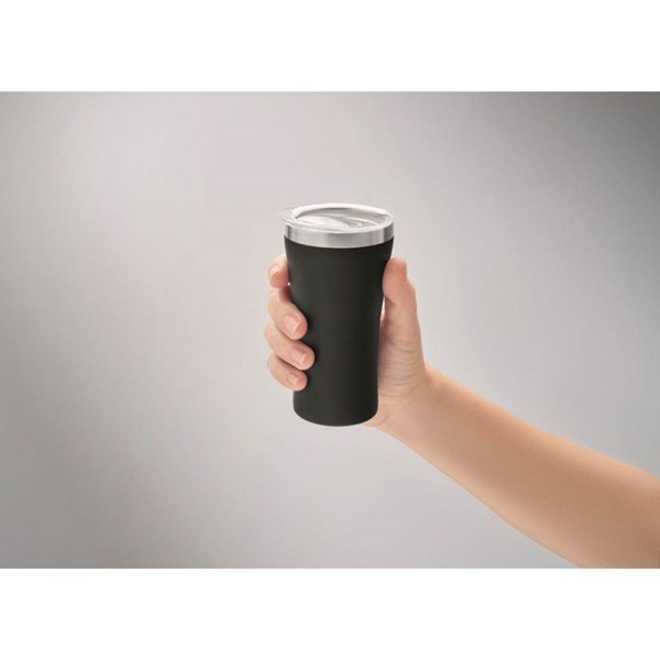Obrázky: Malý termohrnček z rec. nerezu 160 ml, čierny, Obrázok 3