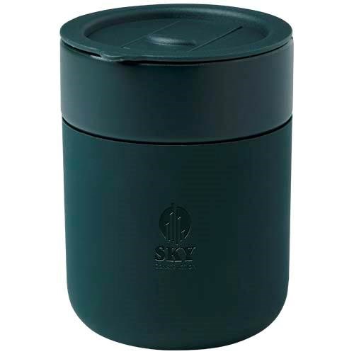 Obrázky: Keramický hrnček 330ml, silik obal, viečko, zelená, Obrázok 4