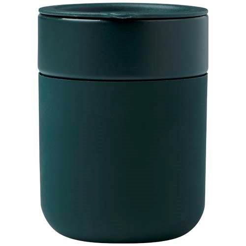 Obrázky: Keramický hrnček 330ml, silik obal, viečko, zelená, Obrázok 5