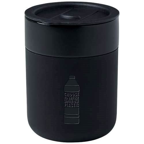 Obrázky: Keramický hrnček 330ml, silik obal, viečko, čierna, Obrázok 4