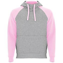Obrázky: Unisex mikina Badet,kapucňa 280 šedá/sv.ružová 3XL