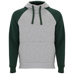 Obrázky: Unisex mikina Badet,kapucňa 280 šedá/ zelená 3XL