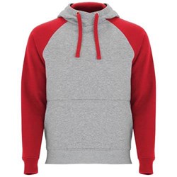 Obrázky: Unisex mikina Badet,kapucňa 280 šedá/ červená 3XL