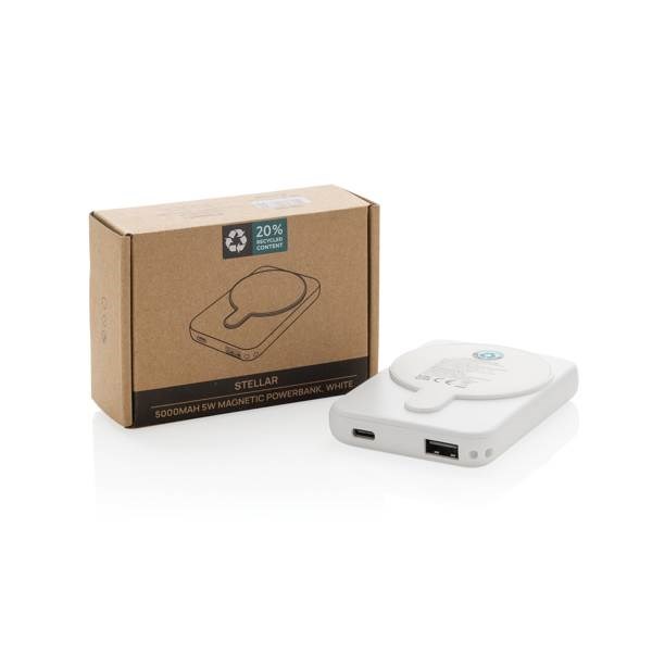 Obrázky: Bezdrôtová magnetická powerbanka 5000mAh 5W, biela, Obrázok 11