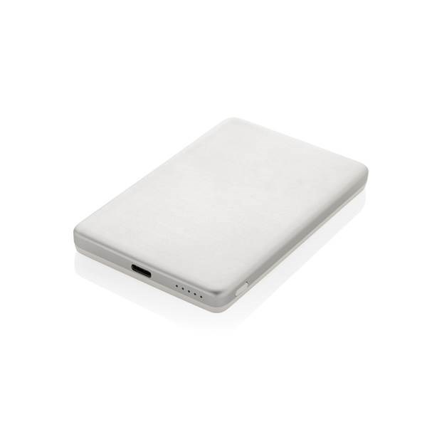 Obrázky: Bezdrôtová mag. powerbanka 5000mAh 5W, strieborná