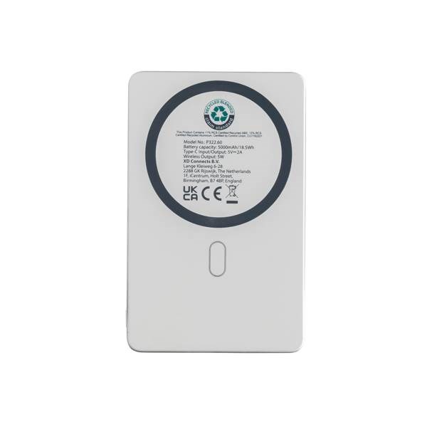 Obrázky: Bezdrôtová mag. powerbanka 5000mAh 5W, strieborná, Obrázok 3