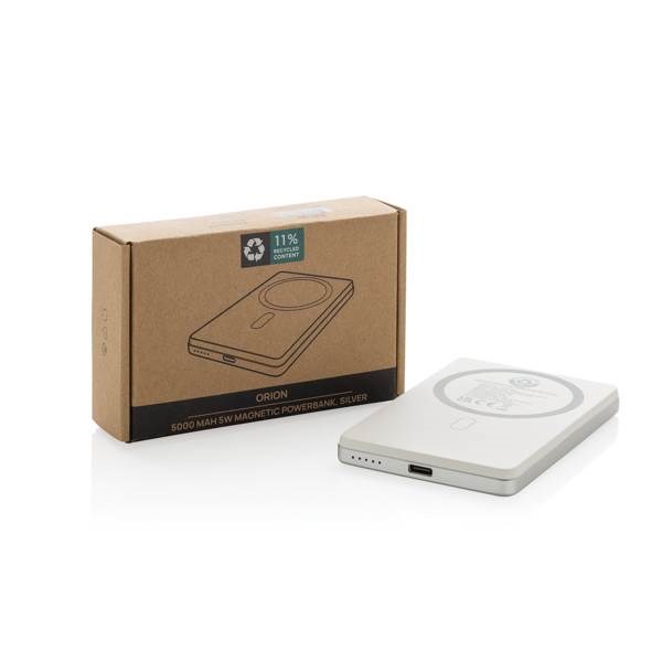 Obrázky: Bezdrôtová mag. powerbanka 5000mAh 5W, strieborná, Obrázok 11