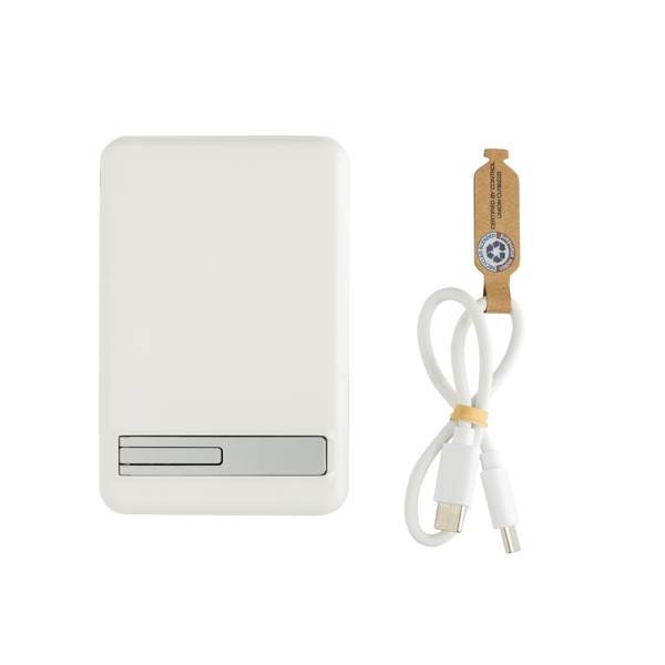 Obrázky: Bezdrôt. magn. powerbanka 5000mAh 5W bambus, biela, Obrázok 2