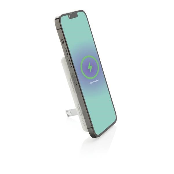 Obrázky: Bezdrôt. magn. powerbanka 5000mAh 5W bambus, biela, Obrázok 5