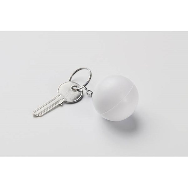 Obrázky: Kľúčenka z PU v tvare gule, biela, Obrázok 2