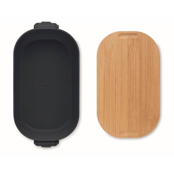 Obrázky: Obed.krabička z PP 700 ml,bambus. veko,nám.modrá, Obrázok 3