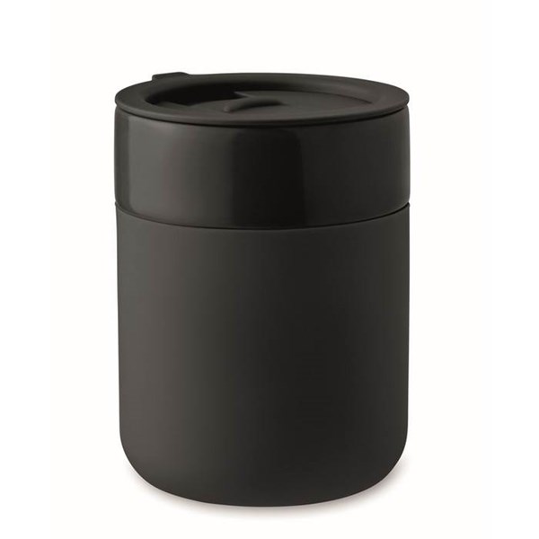 Obrázky: Keram. pohárik 330 ml s odním. návlekom, čierna