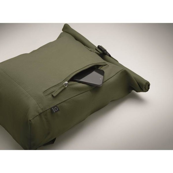 Obrázky: Army zel. rolovací ruksak 390g,suchý zips a vrecko, Obrázok 6